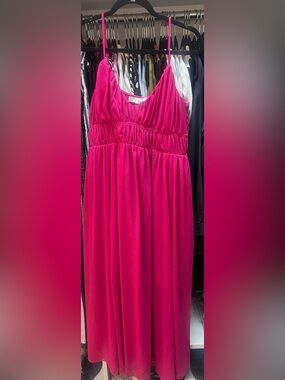 Loft, Bright Fuchsia/Pink Spaghetti Strap Maxi Dress